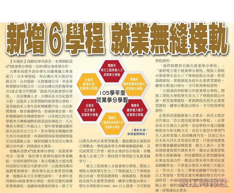 新增６學程 就業無縫接軌