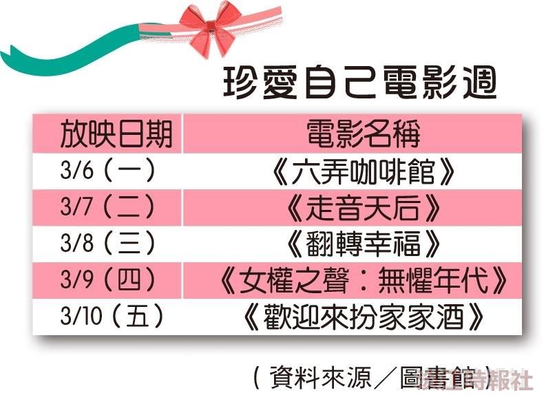Happy Women's Day  圖書館電影饗宴  8日好禮送給妳