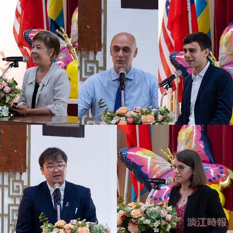 (Top row, left to right) Minister Chu-Lien Yen from the Department of East Asian and Pacific Affairs, Ministry of Foreign Affairs; Eduardo Euba Aldape, Director of the Spanish Chamber of Commerce in Taipei; Julian Goldmann, Head of Science and Science Section at the German Institute Taipei. (Bottom row, left to right) Kouta Ouchi, Director of the Cultural Affairs and Public Relations Department at the Japan-Taiwan Exchange Association, and Louise Crayssac, French Language and Publishing Affairs Officer at the French Office in Taipei, delivered speeches.