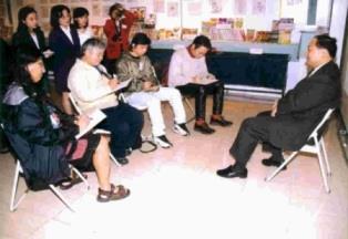 △ 上週的漫畫展，主辦單位邀洪德麟、廖文彬、林晉、傑利小子四位漫畫家現場為張校長作畫。上圖為林晉的作品，相當傳神。（記者陳竹偉攝）