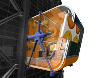 Lee Po-yi won Distinguishing Interior Design Award in “formZ Joint Study Program” international design competition, with his “Stress-releasing Office Equipment.” The picture features a mobile bar.