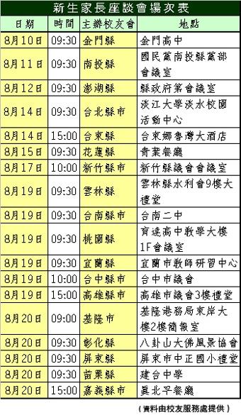 新生家長座談會 全省展開