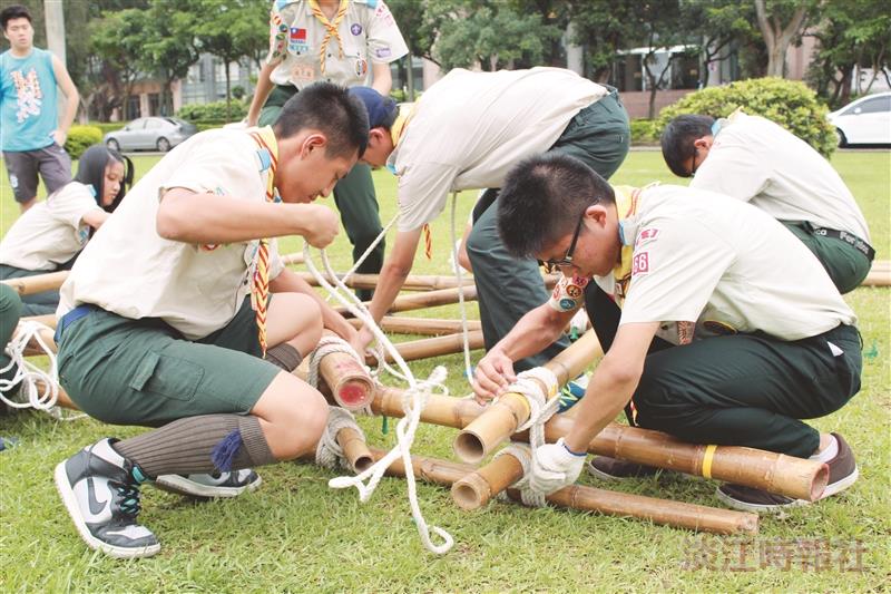 童軍技能賽 百人在淡江爭榮譽