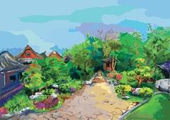 The first place of the e-pen painting competition goes to Keh Yu-rouin, graduate student of Dept. of Chemistry, who adopts oil painting style to paint the beautiful garden.